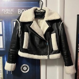 Noise faux leather and faux shearling jacket